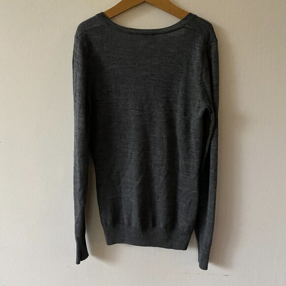 The Limited Sweater Womens Medium Gray V-neck Minimalist Classic Merino Wool - Picture 6 of 8